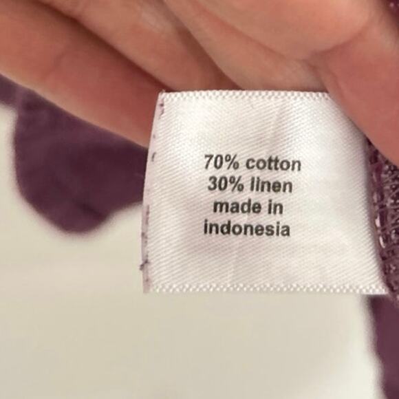 Lane Bryant Purple Linen Cotton Blend V Neck Split Hem Pop Over Tunic Top 26/28 - Picture 11 of 12